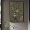 Pintura decorativa retro estilo wabi-sabi producto terminado imitación óleo nicho sensación de alta gama dormitorio sala de estar recibidor pintura colgante extremadamente minimalista