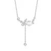 Collar de Mariposa de Perla para Mujer Plata de Ley 925 Estilo Bosque Cadena de Suéter con Borla Fresca Circonita Brillante Sensación de Alta Gama Collar para Mejor Amiga