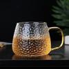 Taza de vidrio con patrón de martillo de estilo japonés con asa, transparente, resistente a altas temperaturas, para el hogar, taza de té con flores, taza de agua de vidrio con patrón de martillo de celebridades de Internet