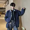 Gola xadrez, design falso de duas peças, nova coleção outono 2026, jaqueta masculina, patchwork, estilo retrô, estilo americano moderno
