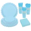 Platos de papel, vasos de papel, servilletas de papel de color liso con encaje, estilo minimalista transfronterizo, vajilla para fiestas, suministros para fiestas de cumpleaños en stock