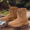 47 Botas de Combate de Caña Alta Talla Grande, Botas Marrones de Entrenamiento de Combate, Botas de Entrenamiento con Cordones para Hombre, Zapatos Profesionales de Senderismo y Montañismo, Botas de Seguridad