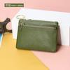 Simples Novo Primeira Camada Couro de Vaca Europeu e Americano Feminino Zíper Couro Genuíno Porta-Moedas Chaveiro Genuíno Bolsa Mini Bolsa de Moedas