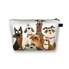 Bolsa de Maquiagem Portátil Feminina 2025 Cross-Border Teum Dog-Themed, Bolsa de Armazenamento para Artigos de Higiene Pessoal em Poliéster, Disponível em 12 Cores