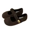 Boca Poco Profunda Velcro Cálido 2026 Suela Plana Zapatos de Algodón Felpa Otoño e Invierno Retro Mary Jane Zapatos para Mujer Más Terciopelo Negro
