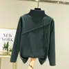 Roupa Térmica de Lã Dupla Face para Mulheres, Outono e Inverno, Tamanho Grande, Camiseta de Base de Gola Alta, Manga Longa, Espessada, Pode Ser Usada por Fora, Camiseta
