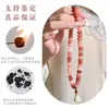 Pulsera de Raíz de Bodhi Color Rosa Rojo Blanco Jade para Mujer, Atrae Amor, Pulsera de Cuentas de Oración de Semillas de Bodhi de Doble Círculo Estilo Chino Nuevo para Llevar en la Mano