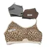 Top cruzado de leopardo para chica popular de principios de otoño, camisola de canalé color block de alta gama, transpirable, push-up, copa fija, espalda bonita