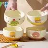 Vajilla de Dibujos Animados de Frutas, Bol de Arroz para Uso Doméstico, Bol de Postre de Cerámica para Niñas, Alto Atractivo Estético, Color Bajo Esmalte, Hermoso, Lindo, Moderno