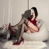 Medias Sexy e Interesantes con Liguero, Medias de Encaje hasta el Muslo de Una Pieza, Liguero, Medias de Encaje de Seda Blanco Lujurioso Puro Anti-Desgarro para Mujer