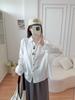 Outono 2025 Roupas Literárias Desenho Animado Bordado Fio Dupla Camada Cardigan Feminino Camisa Manga Longa Top Atacado Tendência