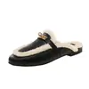 Pantuflas de Forro Polar Estilo Old Money para Mujer, Novedad Otoño/Invierno 2026, Versátiles, de Tacón Grueso, Punta Cerrada, Forradas de Polar, Cálidas, Casual