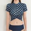 2020 Nuevo Clase 1921 Retro Traje de Baño para Mujer Dividido Boxer Manga Corta Cintura Alta Conservador Traje de Baño para Aguas Termales K854