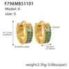 Brincos Omaca Simples em Formato de C Incrustados com Diamantes Coloridos e Zircônias Coloridas Aço Inoxidável Banhado a Ouro 18K Luxo Acessível Brincos de Nicho para Mulheres