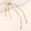 Cobre Banhado a Ouro 18K Platina Prata Grossa Pulseira com Cravação de Diamantes Puxável Pingente Pulseira DIY Colar Acessórios de Joias