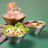 Acero Inoxidable 304 Tazón para Ensalada Doble Capa Martillado Tazón para Fideos Fríos Tazón en Forma de V Tazón Cónico Tazón para Postre y Smoothie Tazón Comercial para Ramen