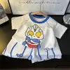 Conjunto de Pijama de Verão Infantil, Roupa de Casa Estilosa de Algodão Nuvem para Meninos, Shorts de Manga Curta para Meninas, Roupa Leve para Ar Condicionado