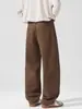 Ropa para Hombre Muqiu Estilo Old Money Diseño de Doble Pinza Retro Moderno Pantalones de Trabajo Lavados para Hombre Ajuste Holgado Algodón Puro Pantalones Casuales