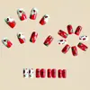 Adesivo de Manicure Quadrado Europeu de Comprimento Médio Vermelho Estilo de Exportação Europeu e Americano Adesivo de Unha Fashion Mais Vendido Removível 24