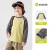 Camisetas Infantis Dudu, Nova Coleção Outono: Camisas de Manga Comprida para Meninos, Tops para Meninas, Camisetas de Segunda Pele, Roupas Estilosas para Bebês e Crianças