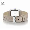 Relógio quadrado feminino SK, à prova d'água, simples, estiloso, elegante, com pulseira de couro, para estudantes, relógio feminino 0214