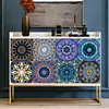 Adesivos de Azulejo com Padrão Mandala Clássico Europeu PVC Impermeável Estilo Étnico Retrô Adesivos Decorativos Autoadesivos para Parede de Casa