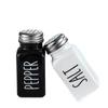 Frasco Cuadrado de Vidrio Blanco y Negro para Condimentos, Frasco con Atomizador, Botella para Pimienta y Sal, Caja de Condimentos, Pimienta y Sal en Polvo, Botella de Condimentos de 80 ml