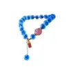 Pulsera de Ágata Corazón Natural Anillo Único Marca de la Fortuna Femenina Joyería de Cristal Azul para Estudiantes Regalo para Novia Pulsera