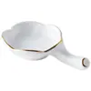 Plato Creativo para Condimentos con Borde Dorado Plato Pequeño para el Hogar Plato de Cerámica para Salsa de Hotel Reposapalillos Plato Multifuncional para Vinagre Plato para Sumergir en Olla Caliente