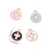 Acessórios para Joias de Liga de Zinco DIY Mini Pingente de Cruz Esmaltado Colar Chaveiro Charme Decorativo Venda Quente Transfronteiriça