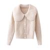 Otoño e invierno 2023 Nuevo suéter de solapa grande retro francés de moda, abrigo suéter que combina con todo