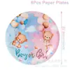 Kit Festa Revelação de Gênero do Bebê Prato de Papel Toalha Decoração de Festa Louça Arranjo de Aniversário Infantil Suprimentos Transfronteiriço