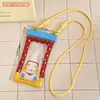 Bolsa de celular plástica de verão, fofa, de desenho animado, transparente, com airbag, à prova d'água, com areia movediça, à prova de choque, bolsa de pendurar para celular para natação