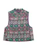 2026 Novo Colete Sem Manga para Início de Outono Jacquard Roxo Novo Estilo Chinês Gola Alta Botões Colete Roupa Externa Casual D0828