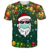 Camiseta de hombre de moda transfronteriza con estampado 3D de patrón navideño, tendencia de moda, manga corta de verano, suministro directo de fábrica