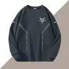 Moletom masculino de gola redonda e manga longa para primavera e outono, top casual de corte solto, peça versátil para o guarda-roupa masculino