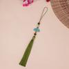 Borla de abanico verde de cinco estrellas nudo chino abanico plegable marcapáginas colgante de borla decorativa estilo palaciego hanfu colgante de cintura delantera
