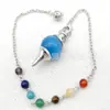 Joyería transfronteriza gema natural Cristal péndulo espiritual en forma de giroscopio cuentas de 18 mm 7 colores piedra energética colgante de péndulo