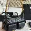 Bolso de Hombro/Axila Multibolsillos Estilo Nuevo Inspirado en Chanel 25C Bolso de Motocicleta Bolso Cruzado Hobo Hippie Bolso de Hombro para Mujer de Moda