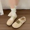 Zapatos de ballet de punta redonda de cuero suave, Zapatos Mary Jane, Nuevos mocasines de estilo francés 2026, Zapatos casuales de suela blanda con velcro