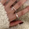 Anillo de plata de ley S925 con perla y flor de plata rota para mujer, diseño de nicho, alto sentido, anillo para dedo índice apilado, anillo de temperamento