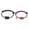 Pulseira de Cristal de Morango Natural Tecida à Mão para Casal Pulseira Pixiu Atratora de Sorte Estilo Chinês Fio Vermelho
