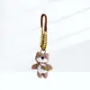 Chaveiro Pingente Decorativo Urso Fofo DIY Feito à Mão com Cordão Marrom para Carro e Celular