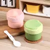 Lancheira Térmica Japonesa Redonda de Aço Inoxidável 304 de Alto Valor 300ML Portátil para Estudantes com Colher Copo Térmico para Sopa Recipiente de Alimentos