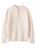 26 Outono Inverno Novo Suéter de Cashmere para Meninos e Meninas, Tricô Trançado de Corpo Inteiro, Meio Zíper, Suéter Tendência Retro Estilo Preguiçoso