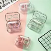 Estuche Portátil Invisible para Lentes de Contacto Simple Lindo ins Corazón Girly Caja de Almacenamiento Compañera Caja de Lentes de Contacto Transparente de Color de Gama Alta