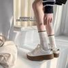 Meias femininas de verão de alta qualidade, versáteis, respiráveis, absorventes de suor, anti-odor, de comprimento médio até a panturrilha, meias da moda com boca larga, estilo slouch, cor sólida, meias pós-parto