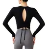 Top de Yoga de Manga Larga Ajustado de Moda de Verano con Diseño Hueco, Cordón, Espalda Bonita, Camiseta de Secado Rápido para Correr, Pilates y Entrenamiento de Fitness