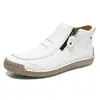 Zapatos para Hombre Tallas Grandes Transfronterizos Zapatos Casuales para Exteriores Zapatos de Fondo Plano Cosidos a Mano Botas Martin con Cremallera Botas Cortas 828