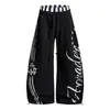 Calça de Pierna Larga Estampada Listrada Scimitar Masculina Hip Hop Tendência Falso Duas Peças Bloco de Cor Design de Cintura Dupla Calça de Comprimento Total